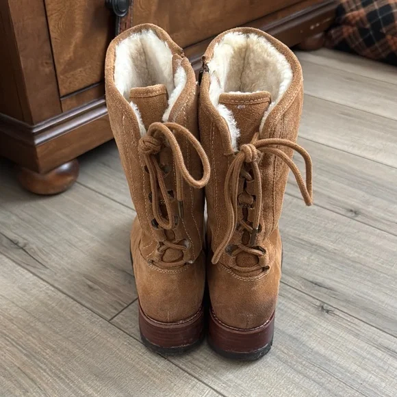 Bionica Canita Tan Suede Mid-Calf Boots with Faux Fur Lining - Picture 2 of 5